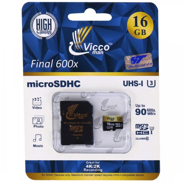 کارت حافظه 16 گیگابایت میکرو SD ویکومن (Vicco Man) مدل Final 600X